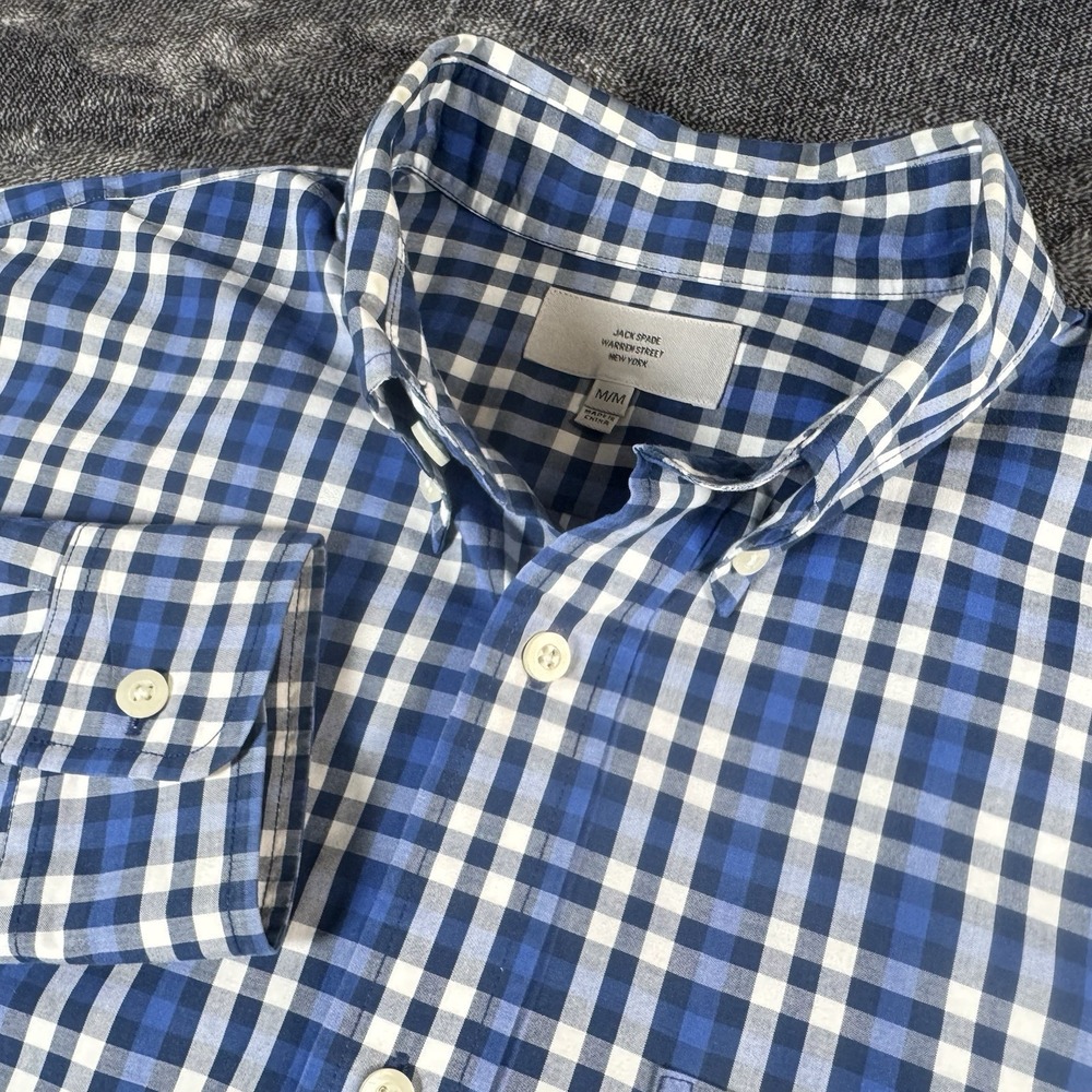 Jack‎ Spade Men's Medium Blue Button Down Dress Shirt Gingham Plaid Check L/S